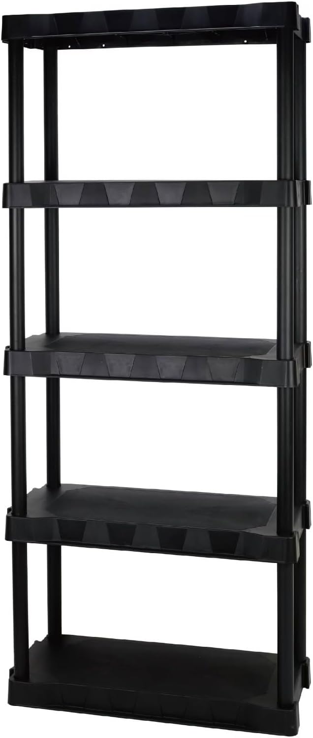 5-Tier Black PP Storage Shelf 30×13.88×68.8in 350lbs Garage Basement Closet | by Unknown