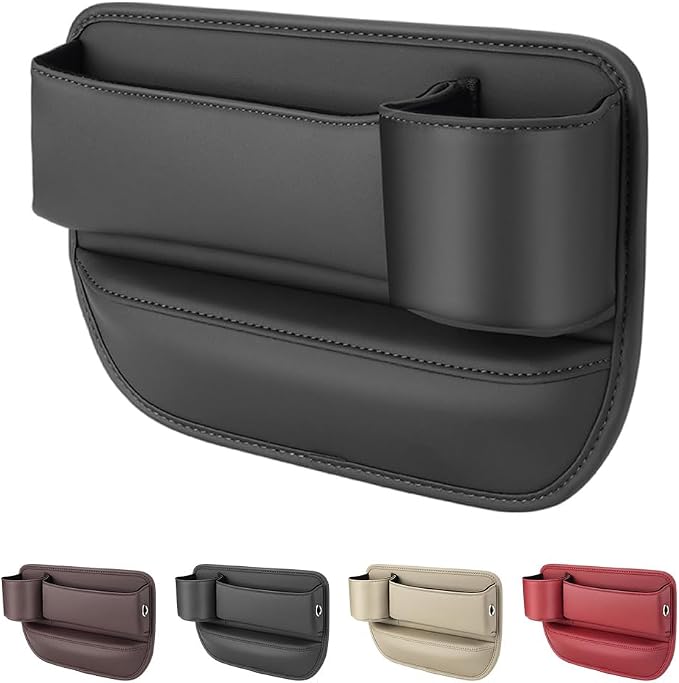 Car Leather Cup Holder Gap Bag, 2025 Upgrade Car Storage Box by ANYSENTHome