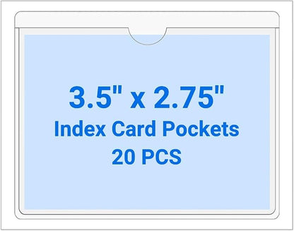 20 PCS Clear Self Adhesive Plastic Label Pockets, Top Loading Business & by Kvatr-X