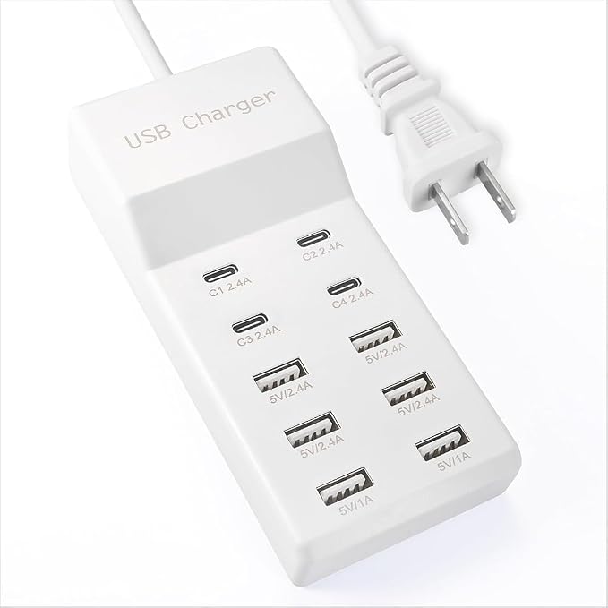 USB Charging Station with 6 USB-A and 4 USB-C Ports, 50W 10A USB Charger Block by SIWMER