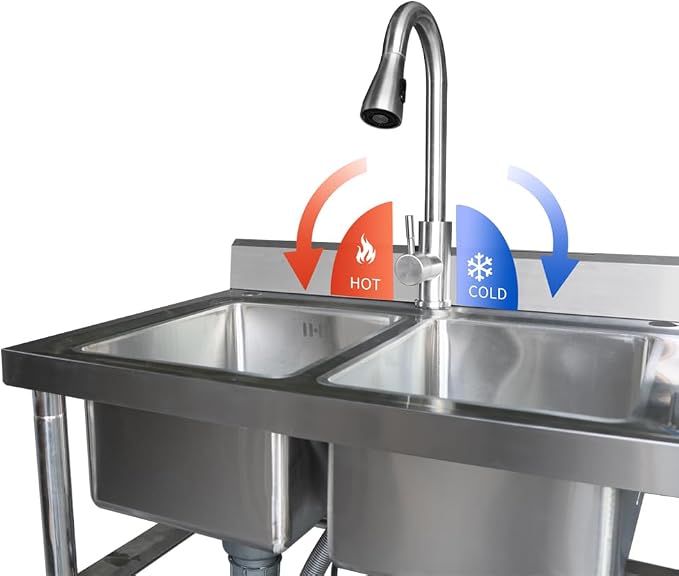 Qian Kun Free Standing 304 Stainless Steel Utility Sink - Image 5