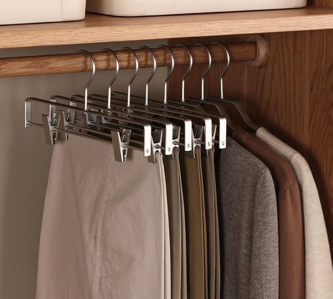 Premium Matte Silvery Aluminum Pants Clip Hanger 100 Pack, 12” Extra Smooth & - Image 4