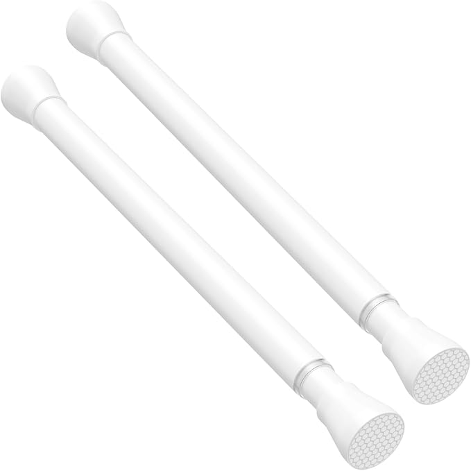 AIZESI 2PCS Small Tension Curtain Rod 16-26 Inch Adjustable White Curtain Rods by AIZESITENSIONROD