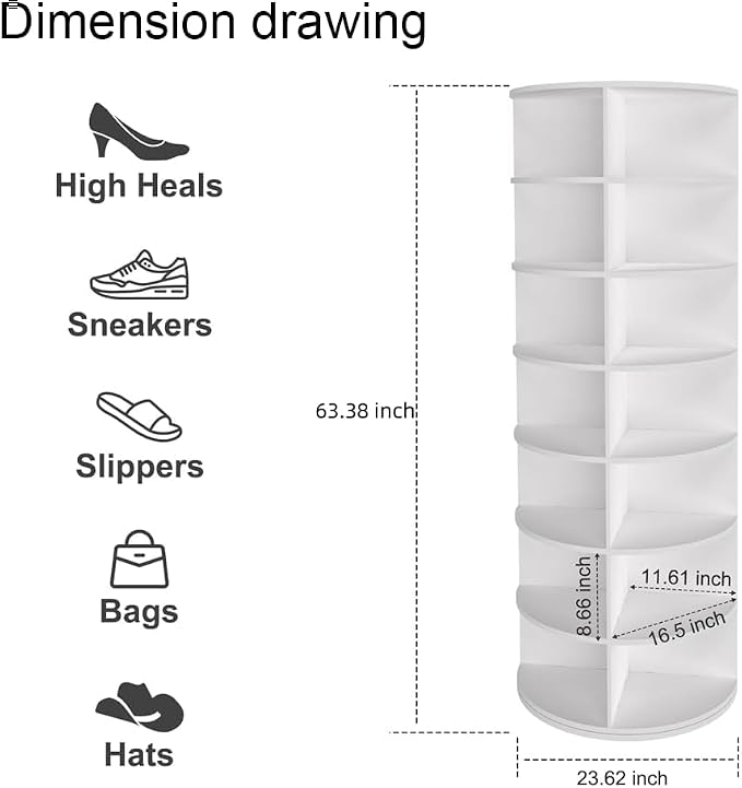 Shoe Organizer 7-Tier Spinning Shoe Rack - Image 2