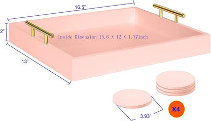 Serving Tray 16.5“X 13“ Deluxe Wooden Ottoman Tray, Food Tray - Image 2