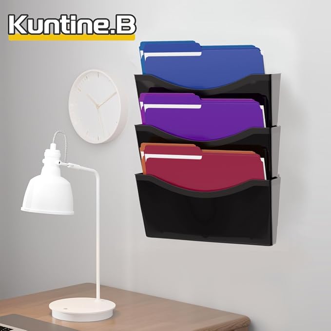 Kuntine.B 3 Pack Black Single Pocket File Holder Hanging Wall Organizer - Image 5