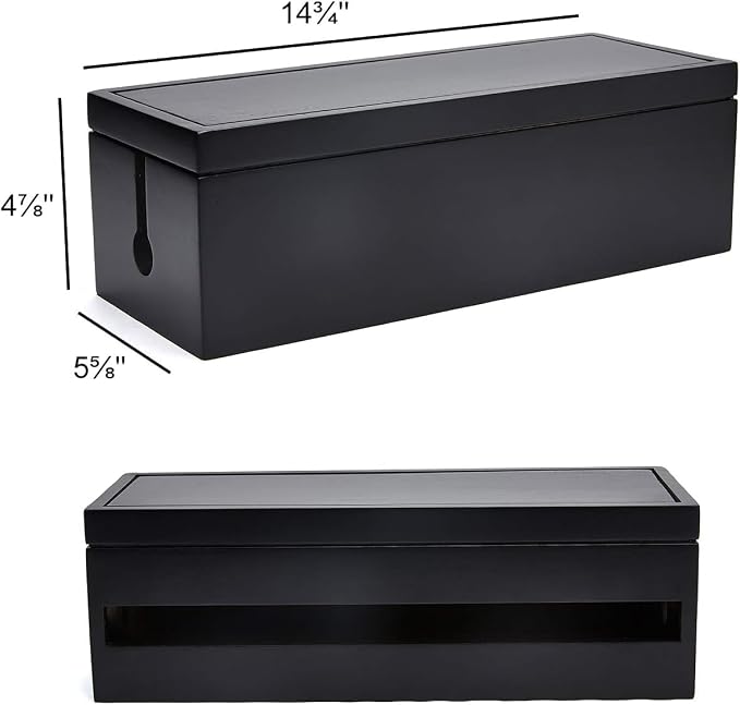 Changsuo Cable Management Box Wooden Cord Organizer Box - Image 4