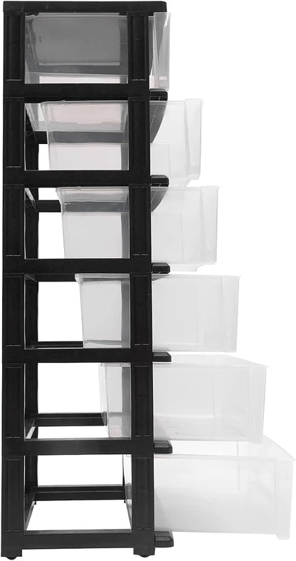 6 Clear Drawer Storage Organizer Rolling Cart, Movable Storage Tower - Image 8