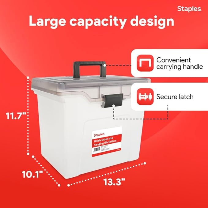 STAPLES File Box File Portable Tote, Letter Size - Image 4