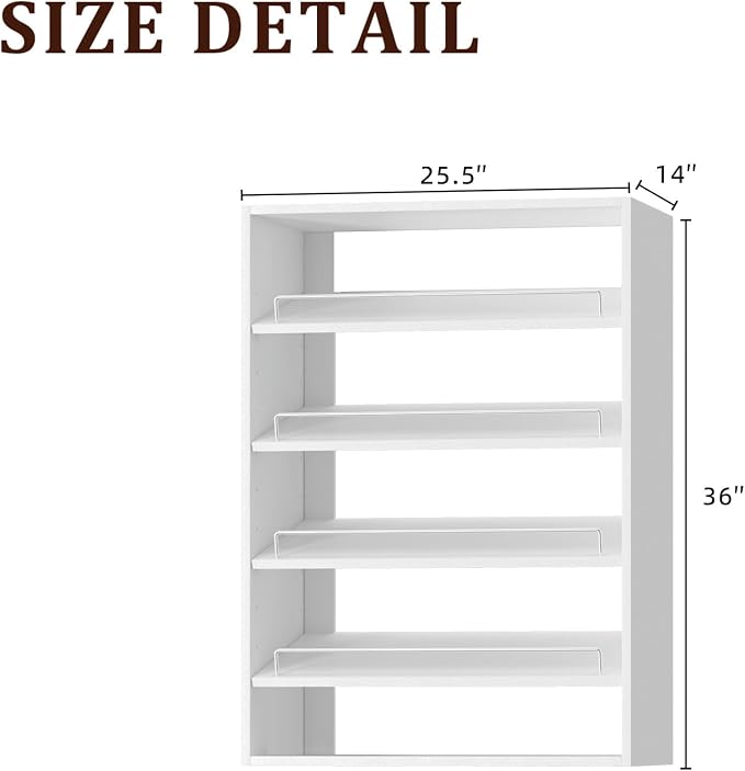 25.5" Wide Shoe Shelf Tower Modular Closet System, Shoe Storage Closet Tower - Image 2