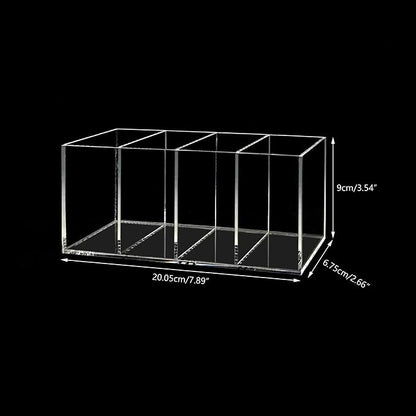 HSYMQ Acrylic Pen Holder 4 Compartments Clear Pencil Holder Organizer Makeup - Image 6