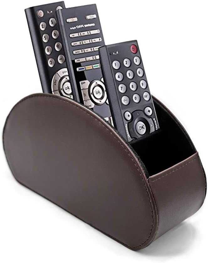 Remote Control Holder Organizer Table Desk Leather Control Storage TV Remote by Fosinz