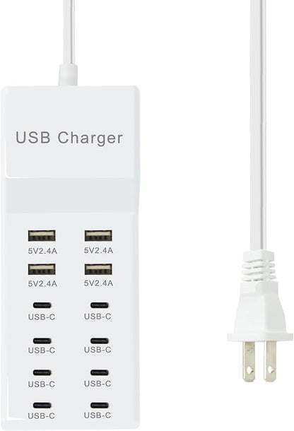 USB C Power Strip USB Charging Station 4 USB-A Ports and 8 USB-C Ports Multiple by FRISATPOW