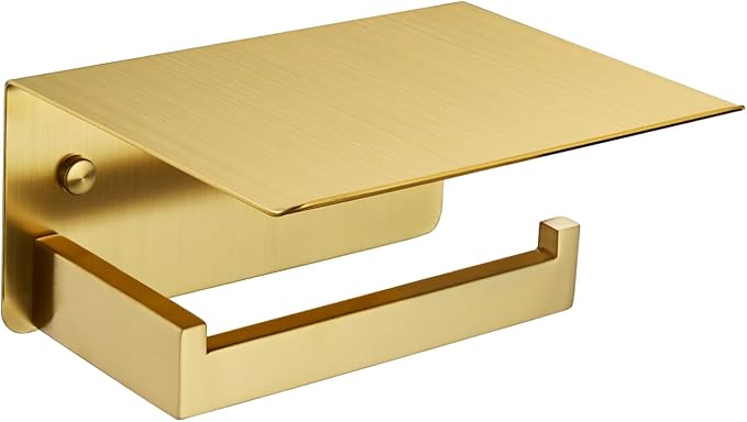 Toilet Paper Holder with Shelf Brushed Gold, APLusee SUS 304 Stainless Steel by APLusee