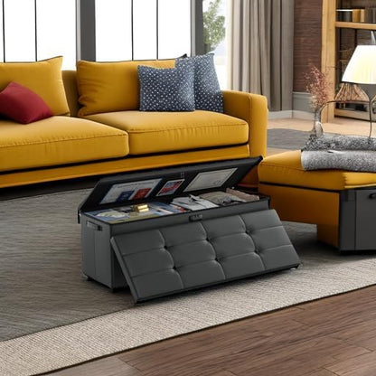 DocSafe Storage Ottoman Bench, Fireproof＆Waterproof Folding Bench - Image 2