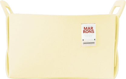 Collapsible Felt VANILLA Storage Bin Large 14.6"x9.4"x9.4" – Foldable Basket by MARRONS