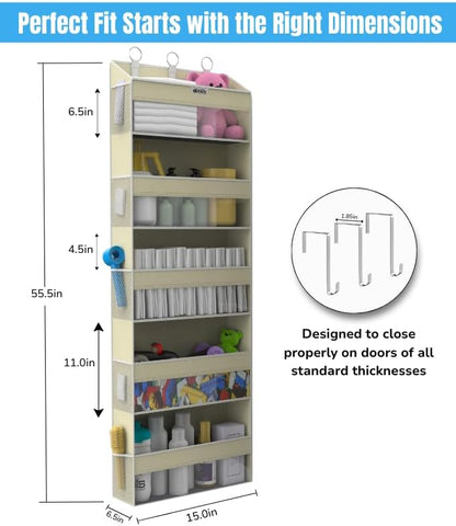 Over the Door Organizer with 5 Large Pockets & 10 Mesh Side Pockets – Durable - Image 2