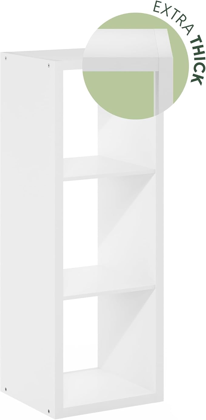 Furinno Cubicle Book Shelf, 3-Cube Bookshelf, Extra Thick Frame Horizontally & - Image 8