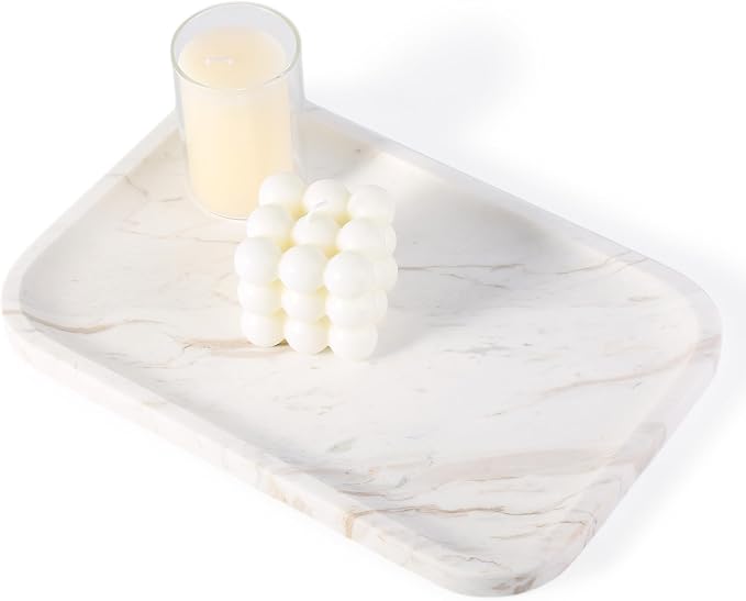 Marble Vanity Tray, Marble Bathroom Tray Countertop, Decorative Trays by Karibiber