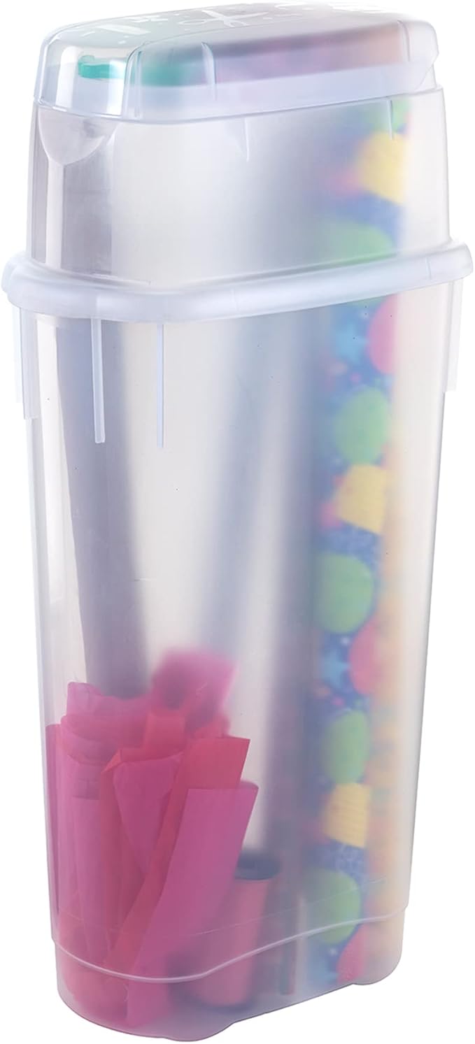 Rubbermaid Wrap N' Craft Plastic Wrapping Paper Organizer Storage Container - Image 8