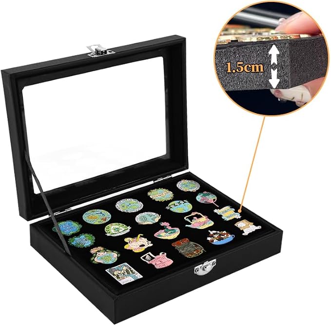 7.8 x 5.9 Inches Small Pin Display Case, Dustproof Pin Collection Showcase - Image 5