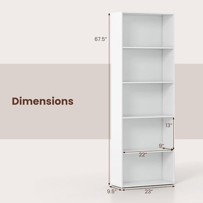 Giantex 5-Tier Bookshelf, Freestanding Tall Bookcase - Image 3