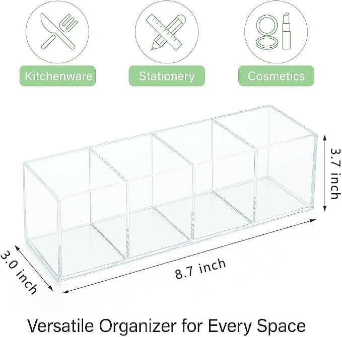 Clear Acrylic 4-Compartment Organizer Box, Large – Handcrafted, Eco-Friendly - Image 2
