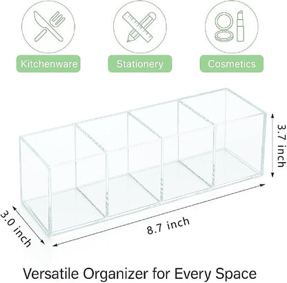 Clear Acrylic 4-Compartment Organizer Box, Large – Handcrafted, Eco-Friendly - Image 2
