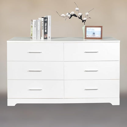Karl home 6 Drawer Dresser, Wood White Vanity Drawer Cabinet, Bedroom Storage - Image 2
