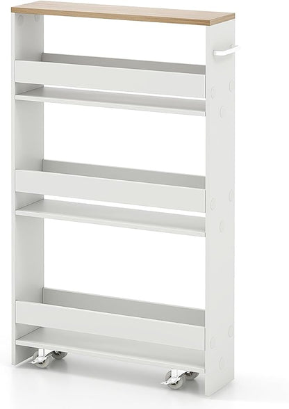 MAT EXPERT Slim Rolling Storage Cart, 4-Tier Freestanding Slim Storage Cart by MATEXPERT