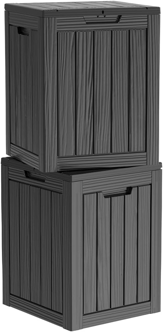 Two 28 Gallon Outdoor Storage Box, Resin Deck Boxes Waterproof, Indoor Outdoor by GGYI