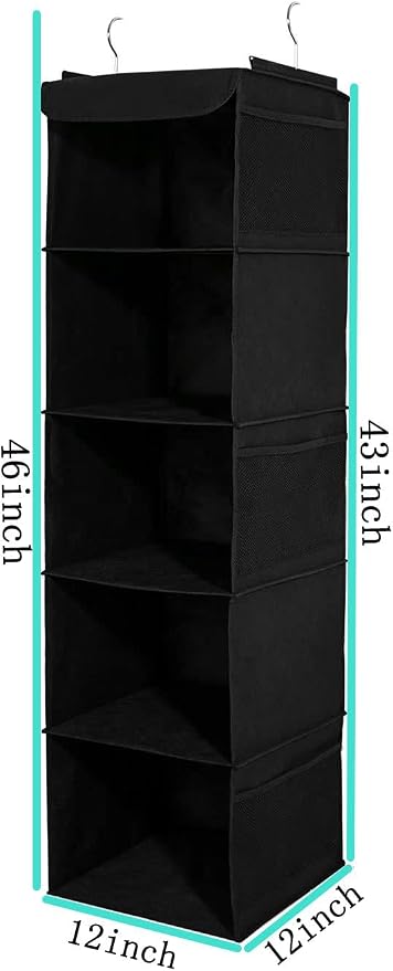 BrilliantJo 2 Pack Hanging Closet Organizer, 5 Shelves Hanging Storage - Image 3