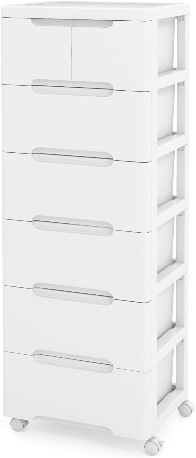 LOKO 7-Drawer Plastic Rolling Storage Cart | Mobile Storage Cabinet | Vertical by LOKO