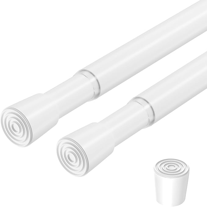2 Pack Spring Loaded Tension Rod 17-41" Adjustable Curtain Rods No Drill by ZipGloTensionRod