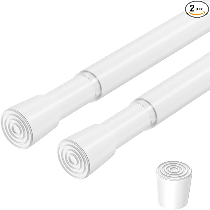 2 Pack Spring Loaded Tension Rod 17-29" Adjustable Curtain Rods No Drill by ZipGloTensionRod