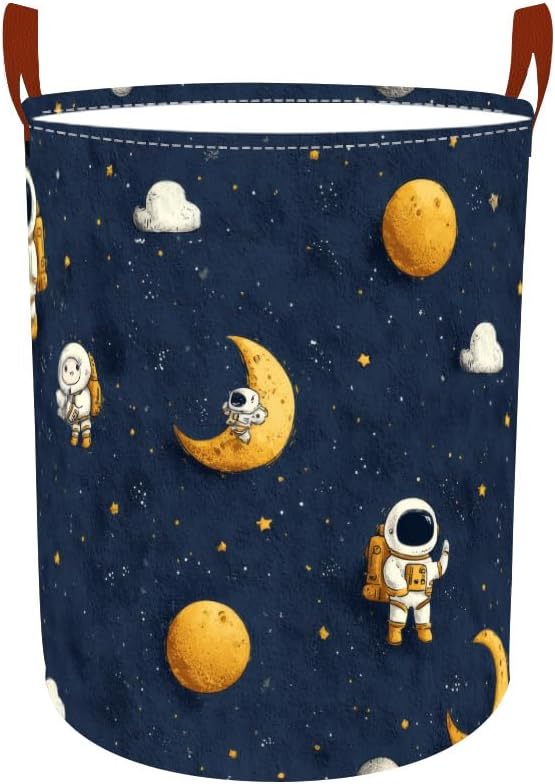 Laundry Baskets 15.7x19.7 Inch Large Astronaut Moon Star Space Design by Wdesyadms