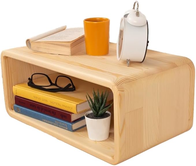 Floating Nightstand Wooden, Bedside Table, Nightstand Shelf, Wall Mounted by Woodches