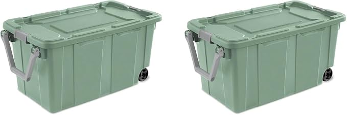 Storage Bin 40 Gallon 160 Qt Wheeled Industrial Tote Plastic Rolling Stacker - Image 2