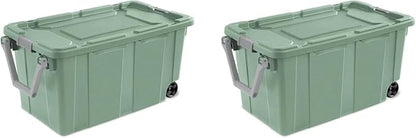 Storage Bin 40 Gallon 160 Qt Wheeled Industrial Tote Plastic Rolling Stacker - Image 2
