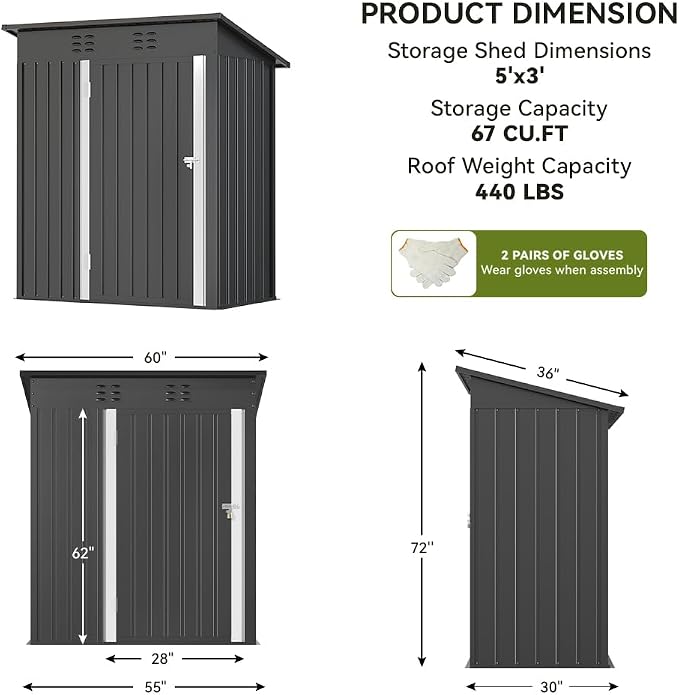 COMHOMA Shed Outdoor Storage Shed Metal, Lockable Doors Tool Sheds - Image 7