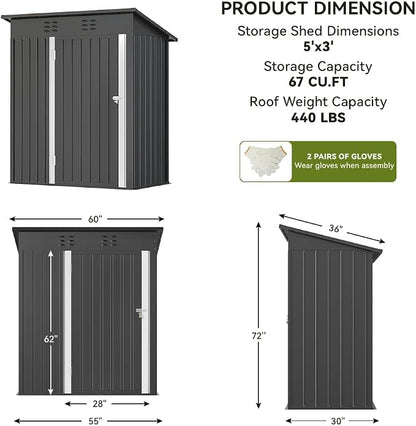 COMHOMA Shed Outdoor Storage Shed Metal, Lockable Doors Tool Sheds - Image 7