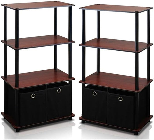 Furinno GO GREEN Storage Shelf Set of 2, 4-Tier Storage Rack by Furinno-FitsYourSpaceFitsYourBudget