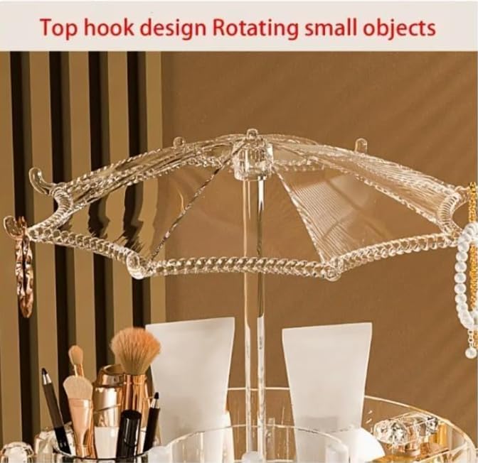360° Rotating Acrylic Makeup Organizer Carousel - Image 2