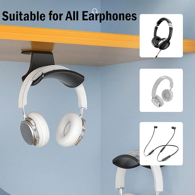 2-Pack Never Fall Headphone Hooks Hanger Wall Mount, Headset Holder Stand - Image 2