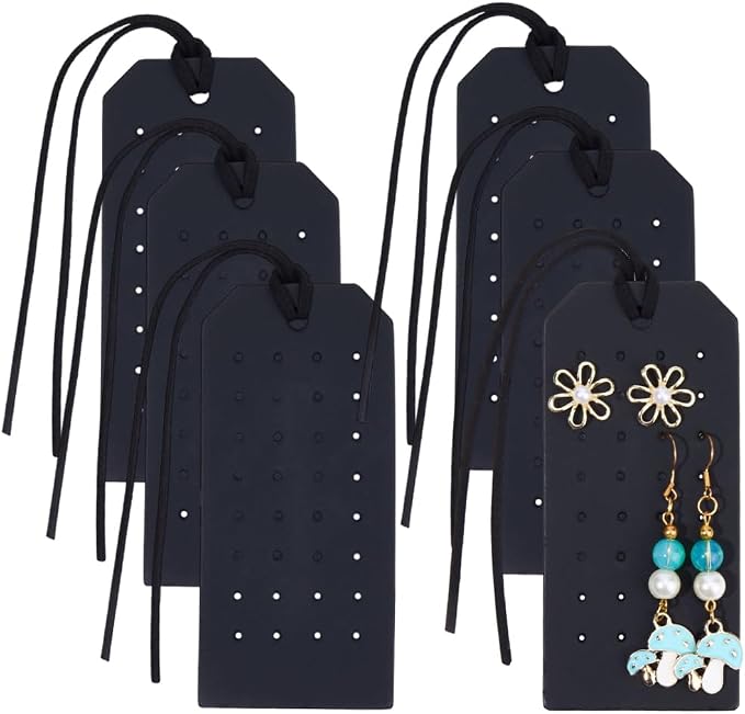6Pcs 4.3x2.2 Inch PU Leather Pierced Earring Organizer Hanging Case 32 Holes by QUALITYCALFOVERA