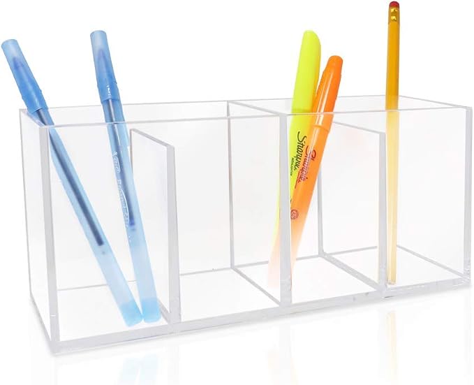 Isaac Jacobs 4-Compartment Clear Acrylic Organizer- Makeup Brush Holder- - Image 3