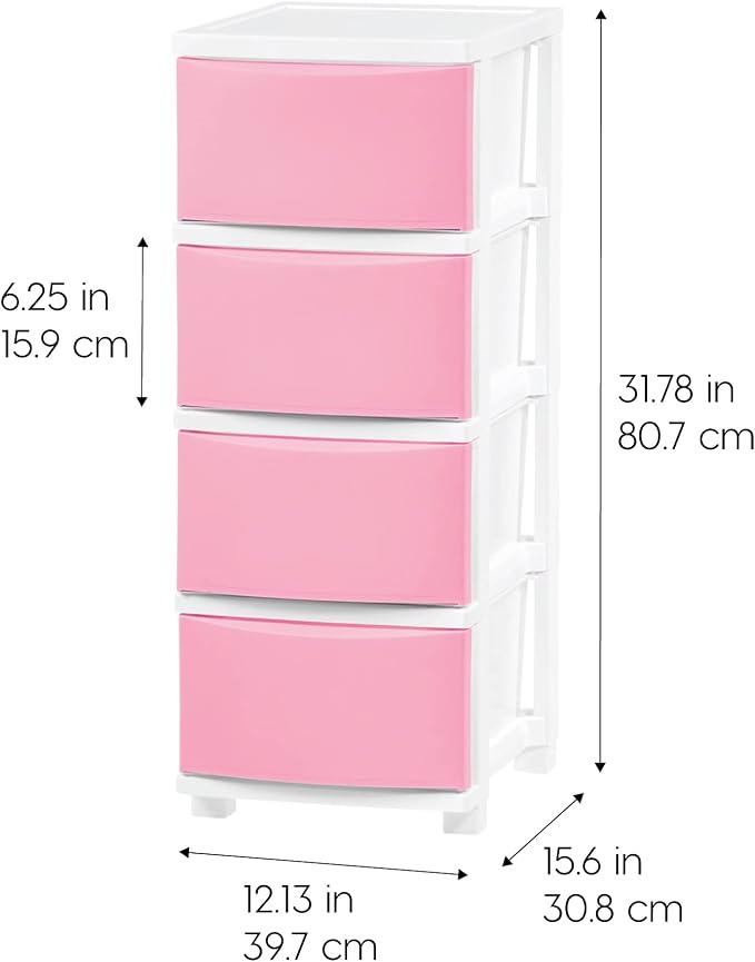 IRIS USA 4-Drawer Slim Narrow Storage Organizer, school essentials, beauty items - Image 3