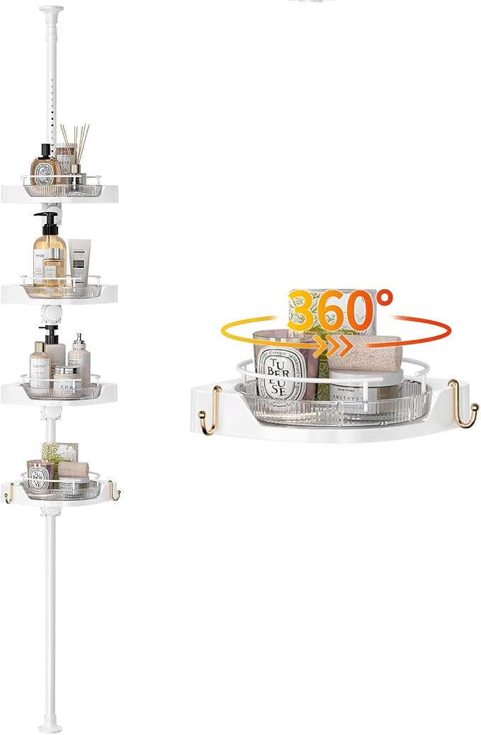 akinbas 360° Rotating Shower Caddy Tension Pole by AKINBAS