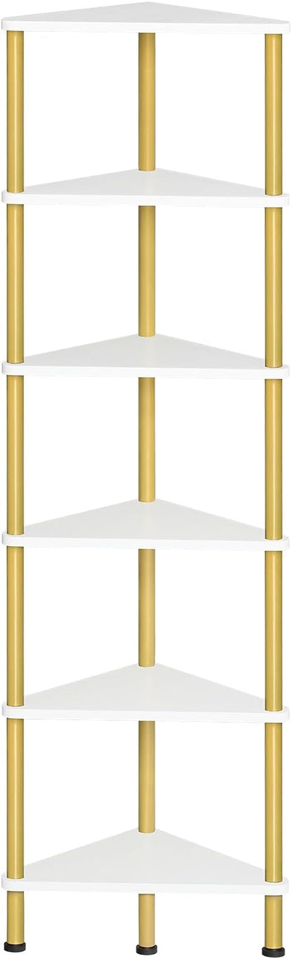 HOOBRO Corner Shelf Stand, Industrial 6-Tier Wall Corner Bookshelf by HOOBRO
