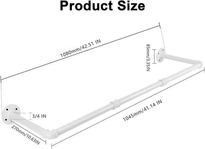 Industrial Iron Pipe Clothes Hanging Bar DIY Wall-Mounted Garment Rack Heavy - Image 3